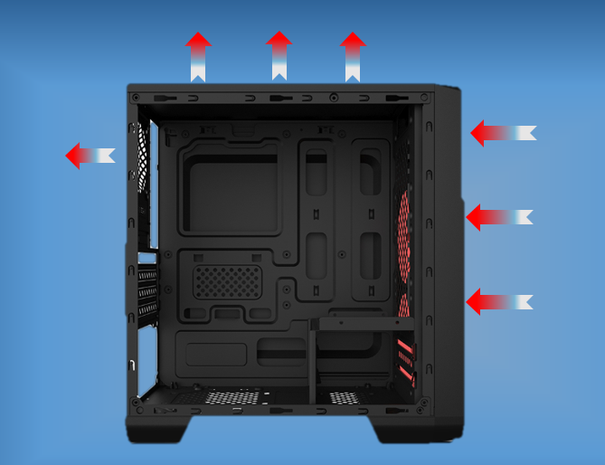 台式主机前排水冷出风