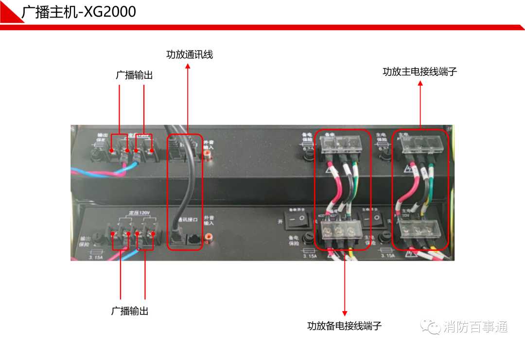 消防广播主机系统接线
