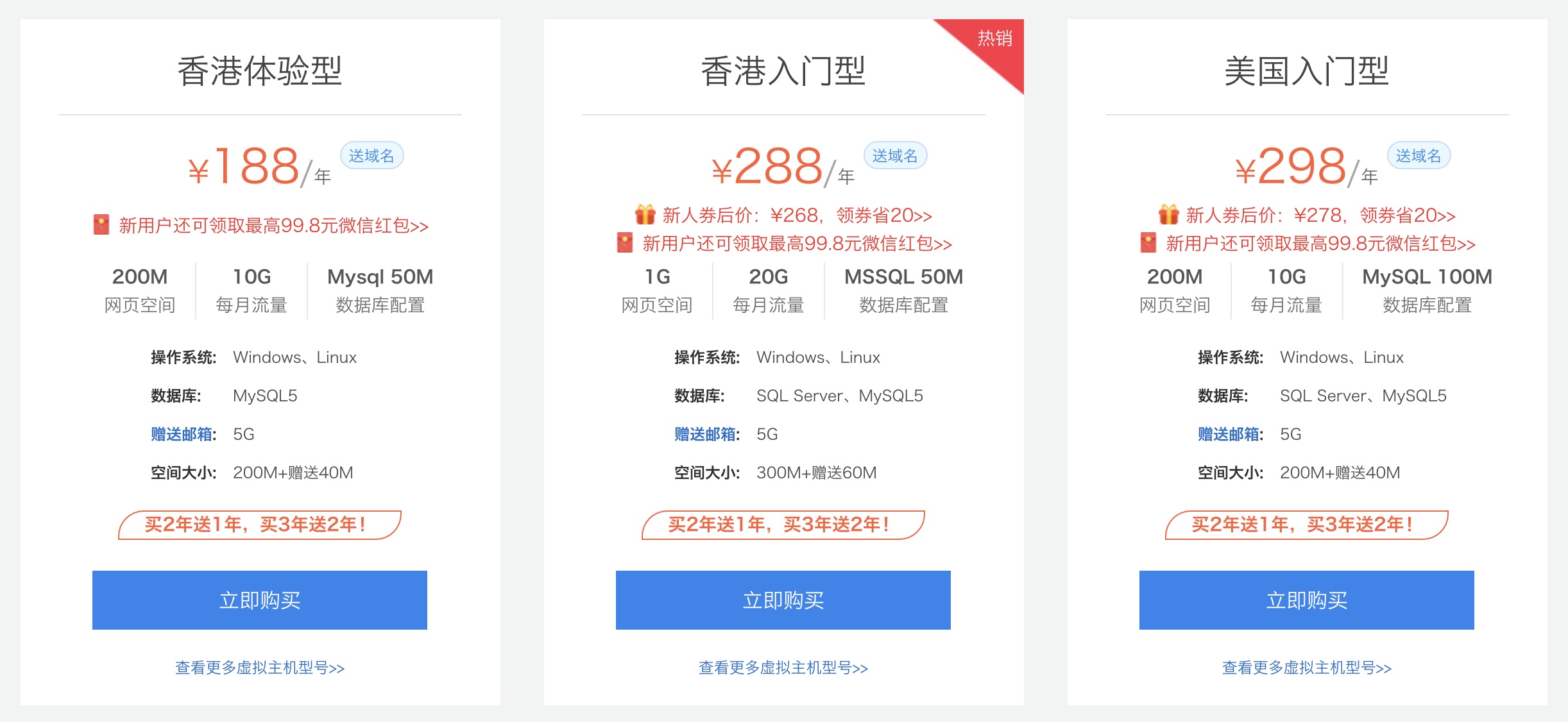 免备案主机价格