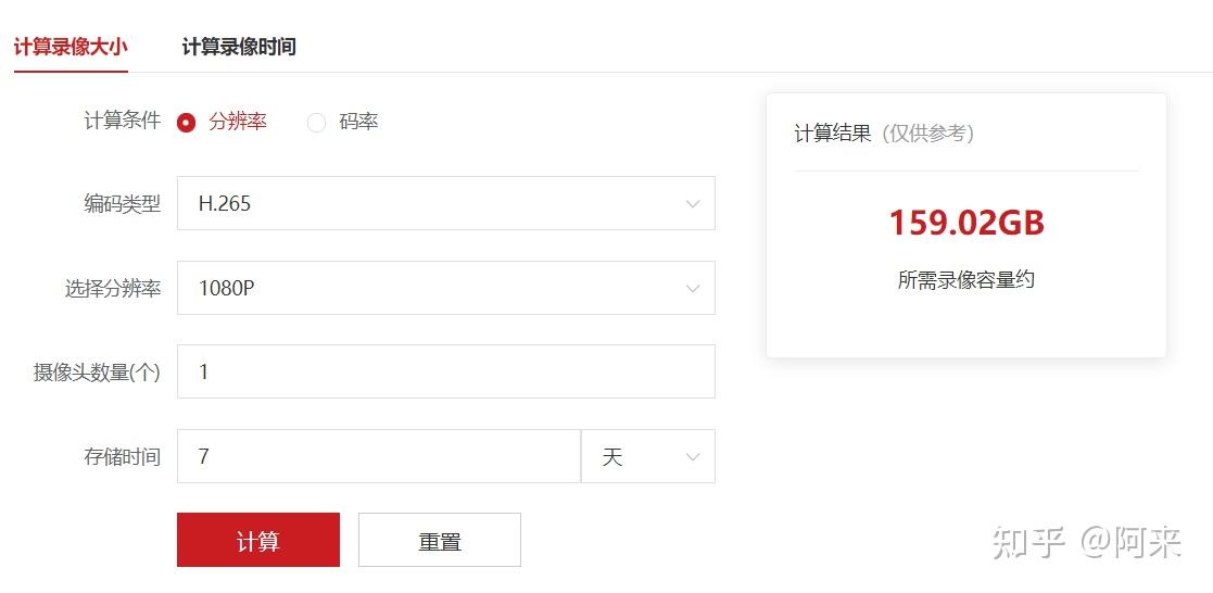 监控主机容量计算器